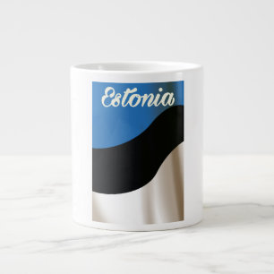 Estonia National flag travel poster Large Coffee Mug