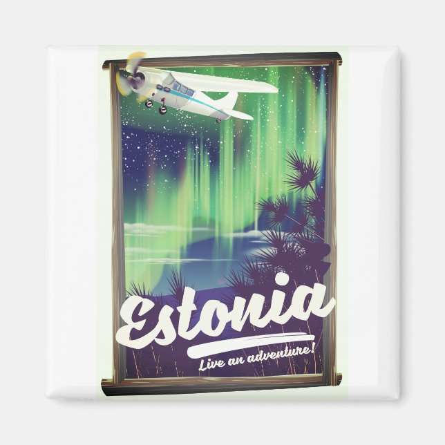 Estonia Northern lights adventure poster. Magnet (Front)