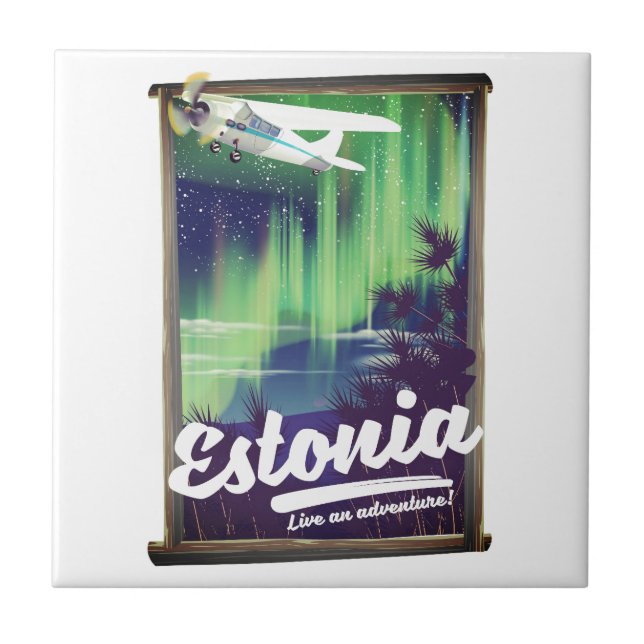 Estonia Northern lights adventure poster. Tile (Front)