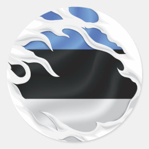 Estonia Ripped Flag Classic Round Sticker