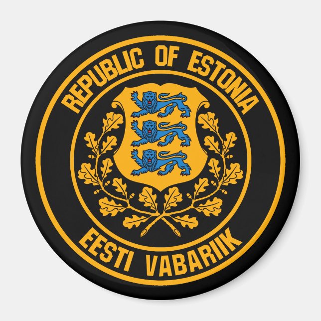 Estonia Round Emblem Magnet (Front)