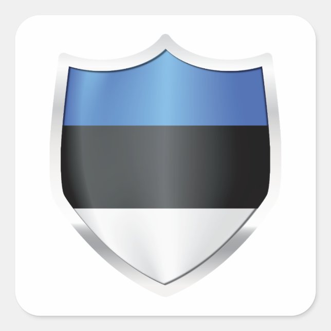Estonia Silver Shield Flag Square Sticker (Front)
