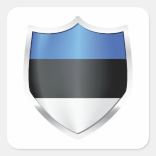 Estonia Silver Shield Flag Square Sticker