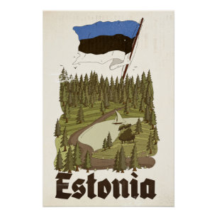 Estonia Vintage Travel Poster