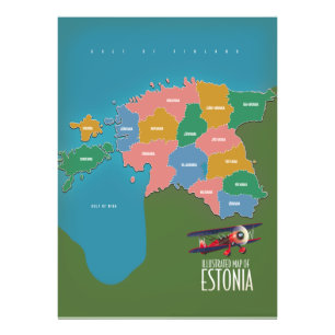 Estonia Vintage travel poster map