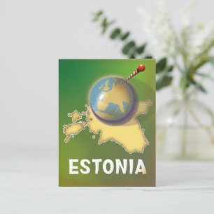 Estonia Vintage travel poster map Postcard