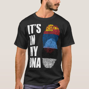 Estonian And Mongolian Mix DNA Heritage Flag T-Shirt