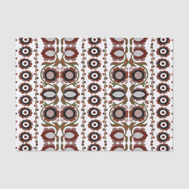 Estonian antique folk art pattern with flowers tissue paper (Front)