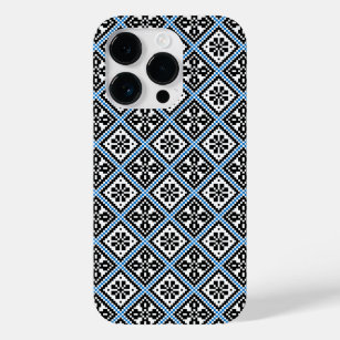 Estonian Blue Black and White Mitten Pattern Case- Case-Mate iPhone 14 Pro Case