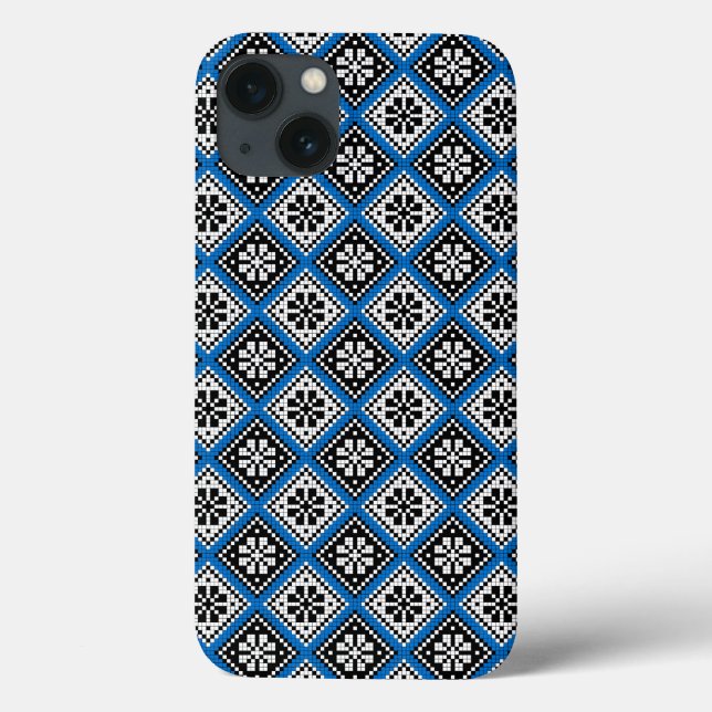 Estonian Blue Black and White Mitten Pattern Case- Case-Mate iPhone Case (Back)