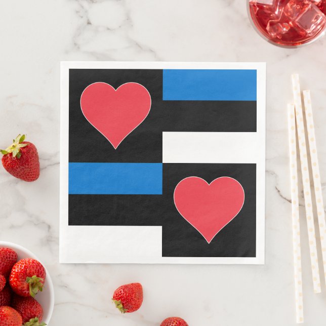 Estonian Flag Heart Fun Patriotic Estonia Party Napkin (Insitu)