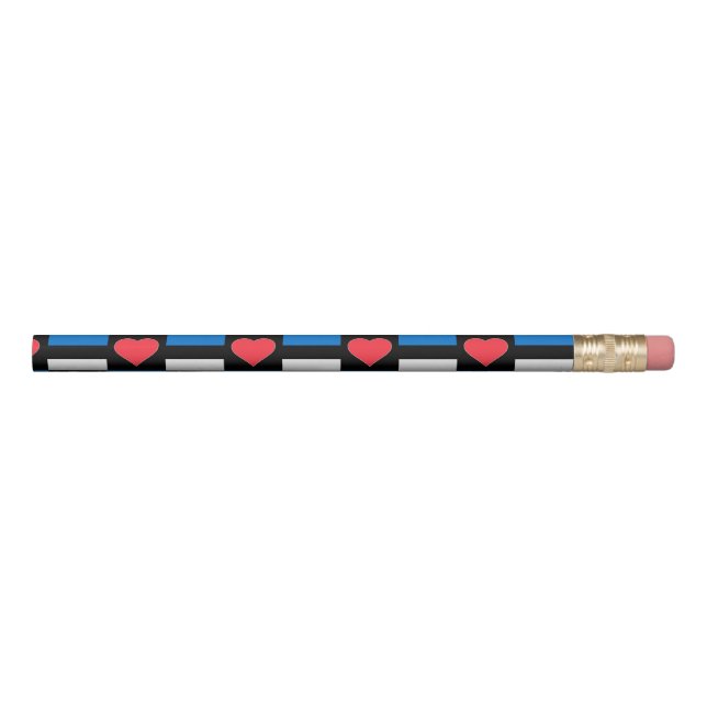 Estonian Flag & Heart Fun Patriotic Estonia Pride Pencil (Rotated 270)
