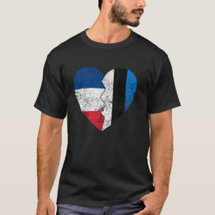 Estonian French Flags Heart France Estonia Roots T-Shirt