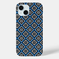 Estonian Mitten Pattern Blue Black and White