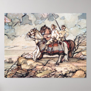 Estonian Vikings on Horseback, Watercolour Poster