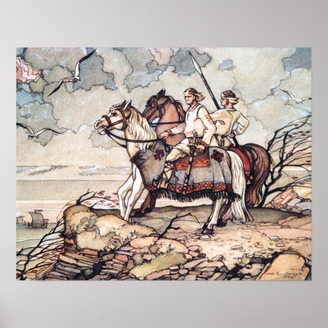 Estonian Vikings on Horseback, Watercolour Poster (Front)