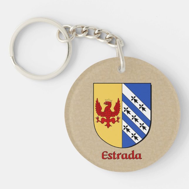 Estrada Historical Shield with Flag of Mexico Key Ring (Front)