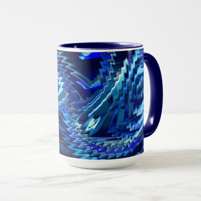 Estrela azul ondulada com traçados em ziguezague mug (Front Right)