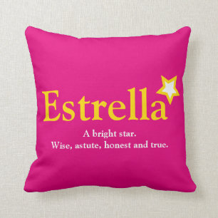 Estrella name meaning star bright pink yellow cushion