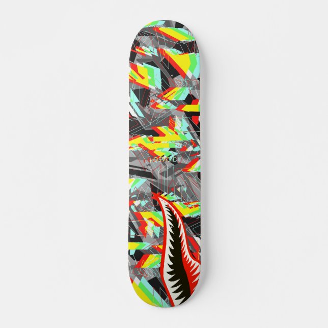 Esvoir Trippy Camo Shark Skateboard (Front)
