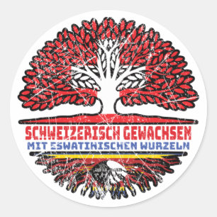 Eswatini Eswatinisch Schweizer Schweiz Baum Wurzel Classic Round Sticker