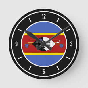 Eswatini Flag Elegant Round Clock
