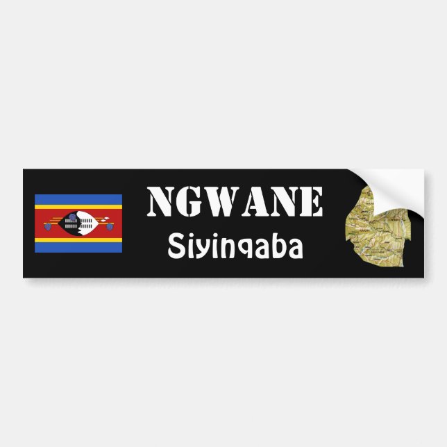 Eswatini Flag + Map Bumper Sticker (Front)
