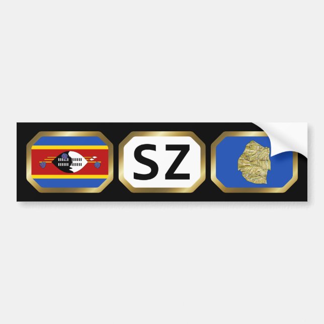 Eswatini Flag Map Code Bumper Sticker (Front)