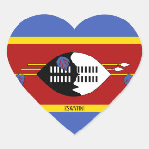 Eswatini Flag Splendid Patriotic Heart Sticker