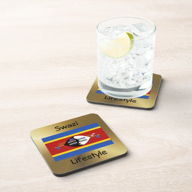 Eswatini Flag+Text Coaster (Right Side)