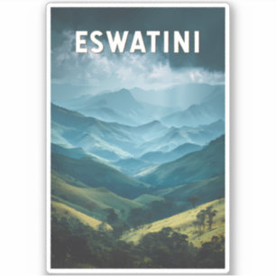 Eswatini Illustration Travel Art Vintage