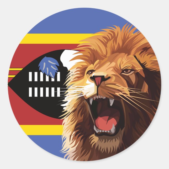 Eswatini Lion Swazi National Animal Flag Classic Round Sticker (Front)