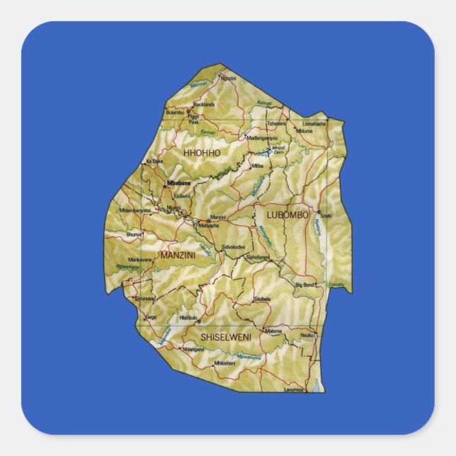 Eswatini Map Sticker (Front)