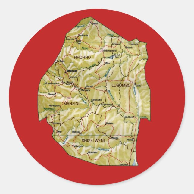 Eswatini Map Sticker (Front)