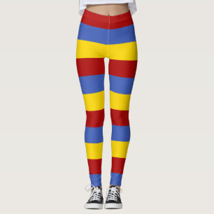 Eswatini National Flag Colours Horizontal Striped Leggings