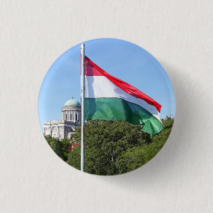 Esztergom Basilica and Hungarian flag 3 Cm Round Badge