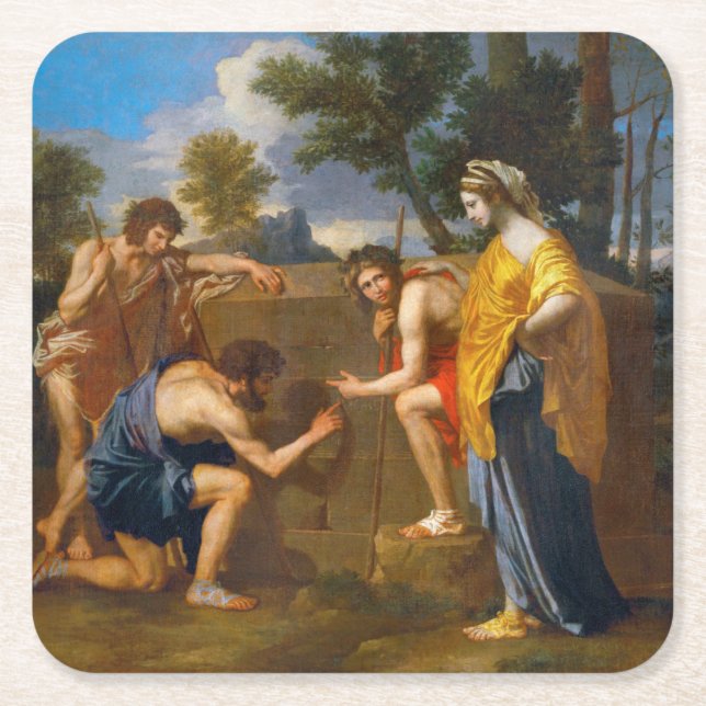 Et in Arcadia ego, Poussin Square Paper Coaster (Front)