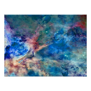 Eta Carinae Nebula Enhanced Blue Poster