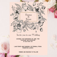 Etched antique Floral frame Invitation