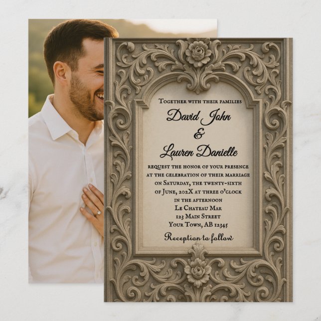 Etched Devotion Photo Wedding Invitation (Front/Back)