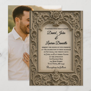 Etched Devotion Photo Wedding Invitation
