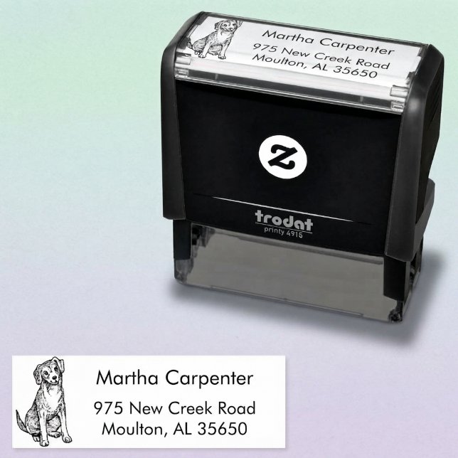 Etched Dog Self-Inking Return Address Stamp (Cute dog return address stamp.)