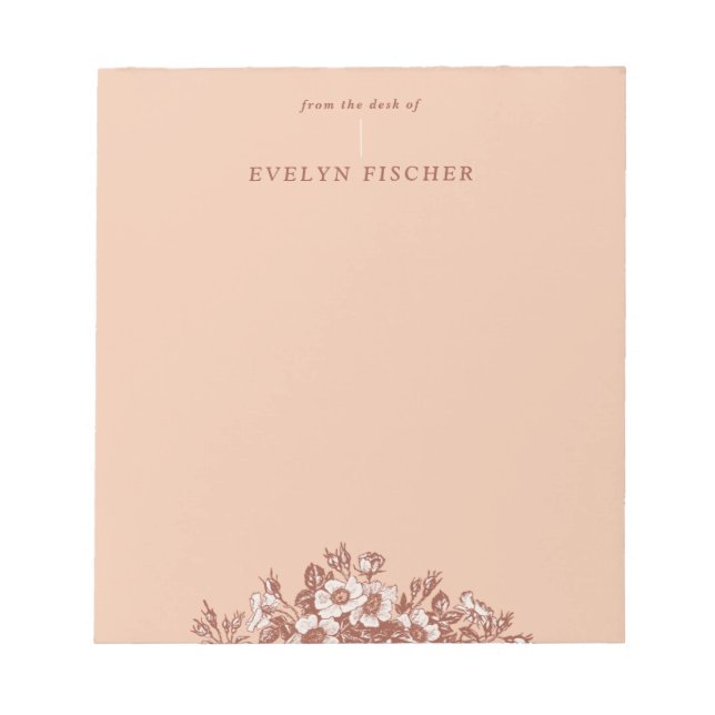Etched Floral Illustration Notepad - Orange (Front)