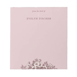 Etched Floral Illustration Notepad - Pink