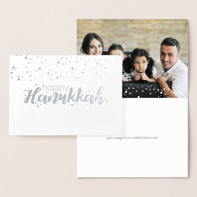 Etched Foil Happy Hanukkah Snow Bubbles Photo Card (Display)