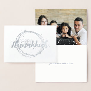 Etched Foil Happy Hanukkah Snow Bubbles Photo Card