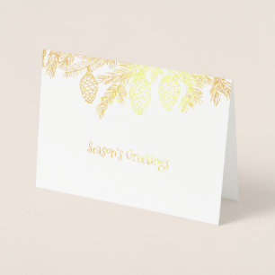 Etched Foil Holiday Pine Cones Holiday Cards