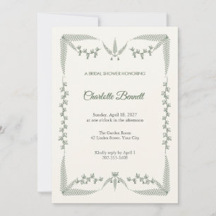 Etched Frond Filigree Bridal Shower Invitation