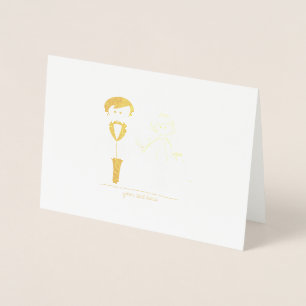 Etched Gold Foil Bride & Groom Wedding Cards