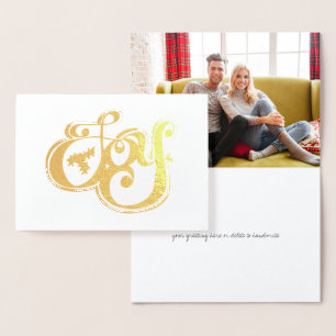 Etched Gold Foil Christmas Joy Holiday Card